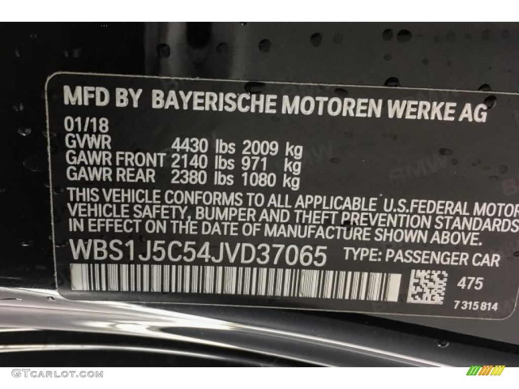 2018 M2 Color Code 475 for Black Sapphire Metallic Photo #125607406