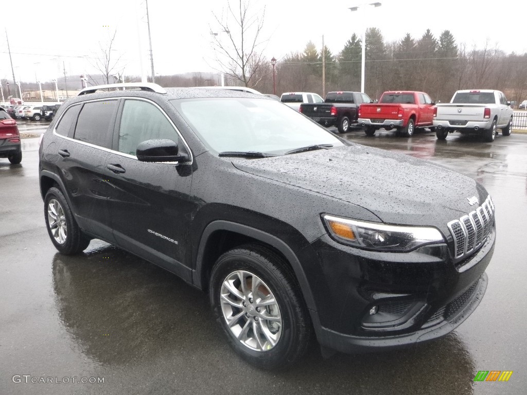 Diamond Black Crystal Pearl 2019 Jeep Cherokee Latitude Plus 4x4 Exterior Photo #125609398