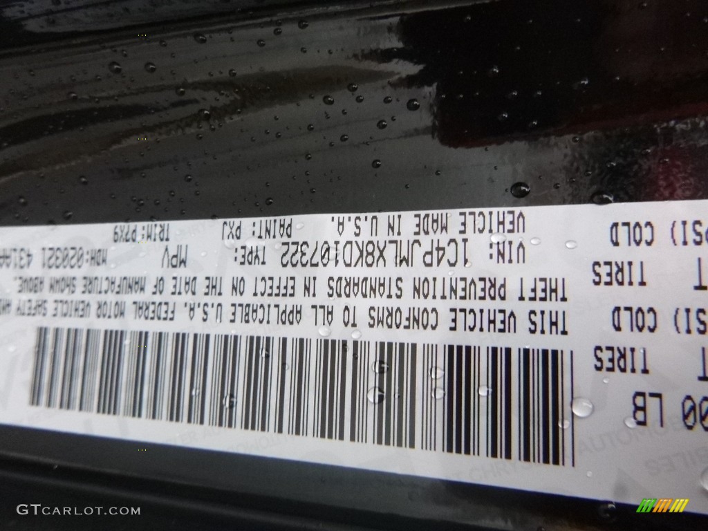 2019 Cherokee Color Code PXJ for Diamond Black Crystal Pearl Photo #125609581