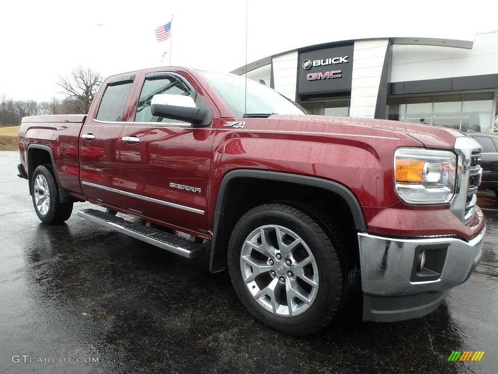 2014 Sierra 1500 SLT Double Cab 4x4 - Sonoma Red Metallic / Cocoa/Dune photo #4