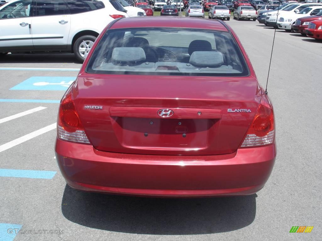 2005 Elantra GLS Sedan - Electric Red Metallic / Gray photo #3