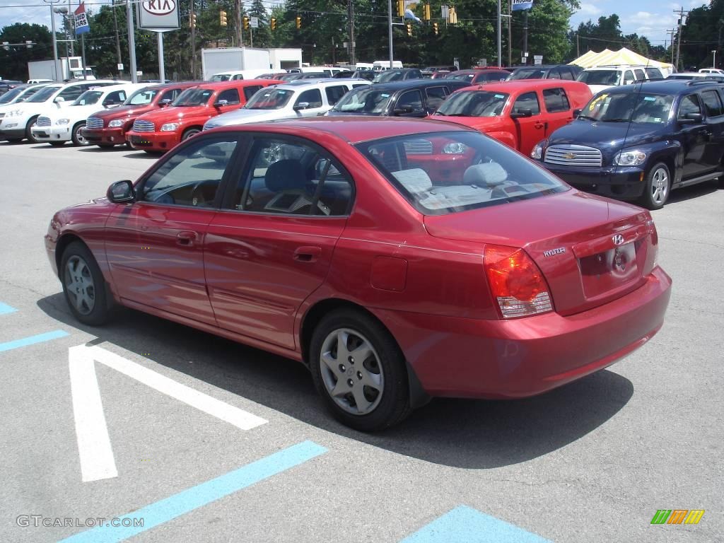 2005 Elantra GLS Sedan - Electric Red Metallic / Gray photo #4