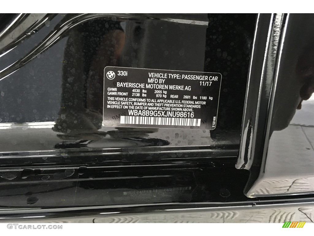 2018 3 Series 330i Sedan - Jet Black / Black photo #10