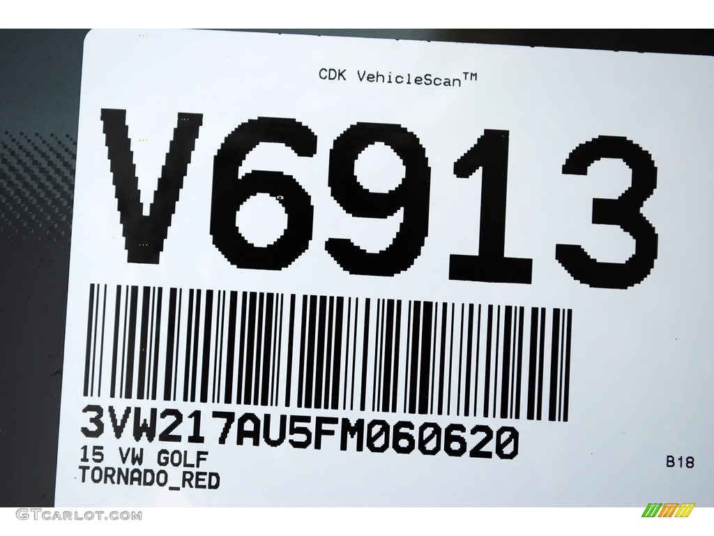 2015 Golf 4 Door 1.8T S - Tornado Red / Black photo #20
