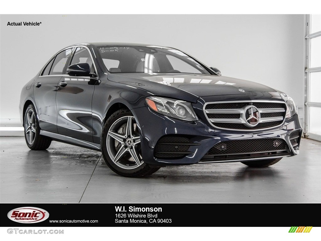 2018 E 300 Sedan - Lunar Blue Metallic / Macchiato Beige/Black photo #1