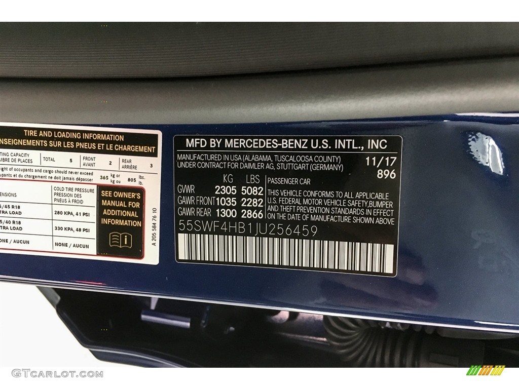2018 C 350e Plug-in Hybrid Sedan - Brilliant Blue Metallic / Crystal Grey/Black photo #10