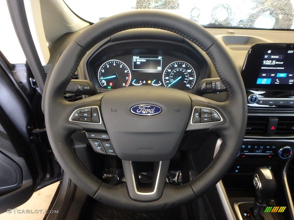 2018 Ford EcoSport SE 4WD Ebony Black Steering Wheel Photo #125656892