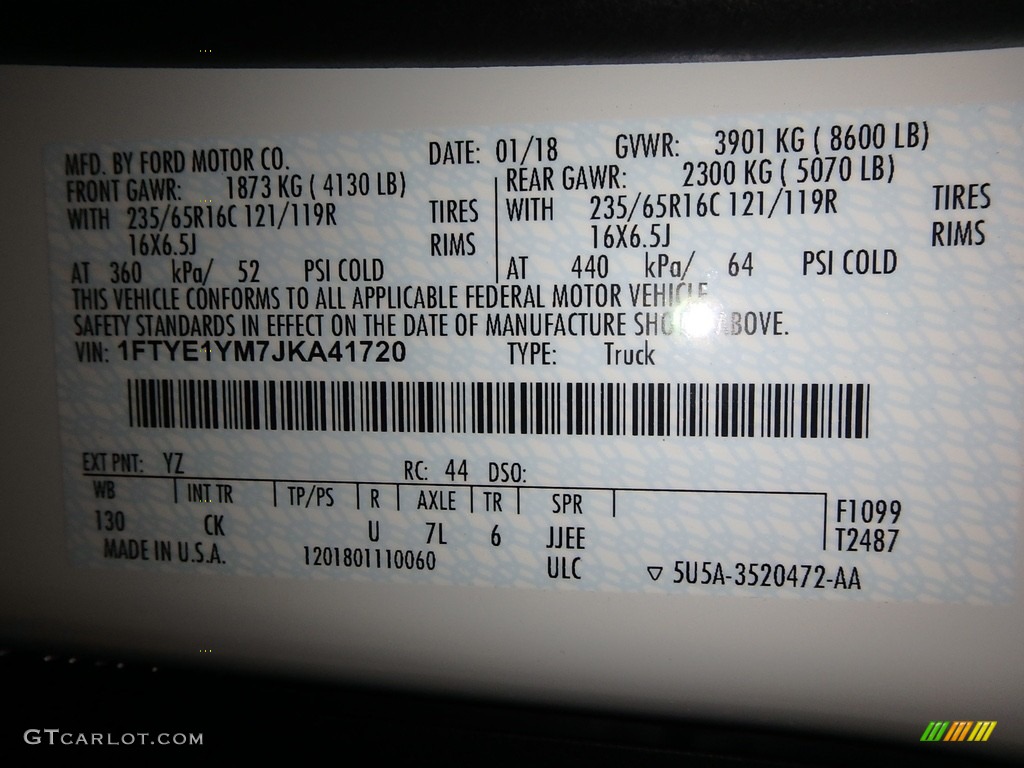 2018 Transit Color Code YZ for Oxford White Photo #125657582