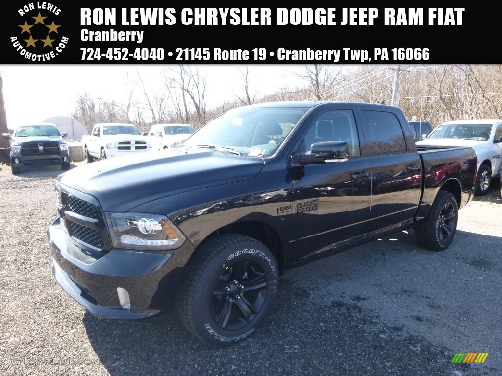 2018 1500 Sport Crew Cab 4x4 - Brilliant Black Crystal Pearl / Black photo #1