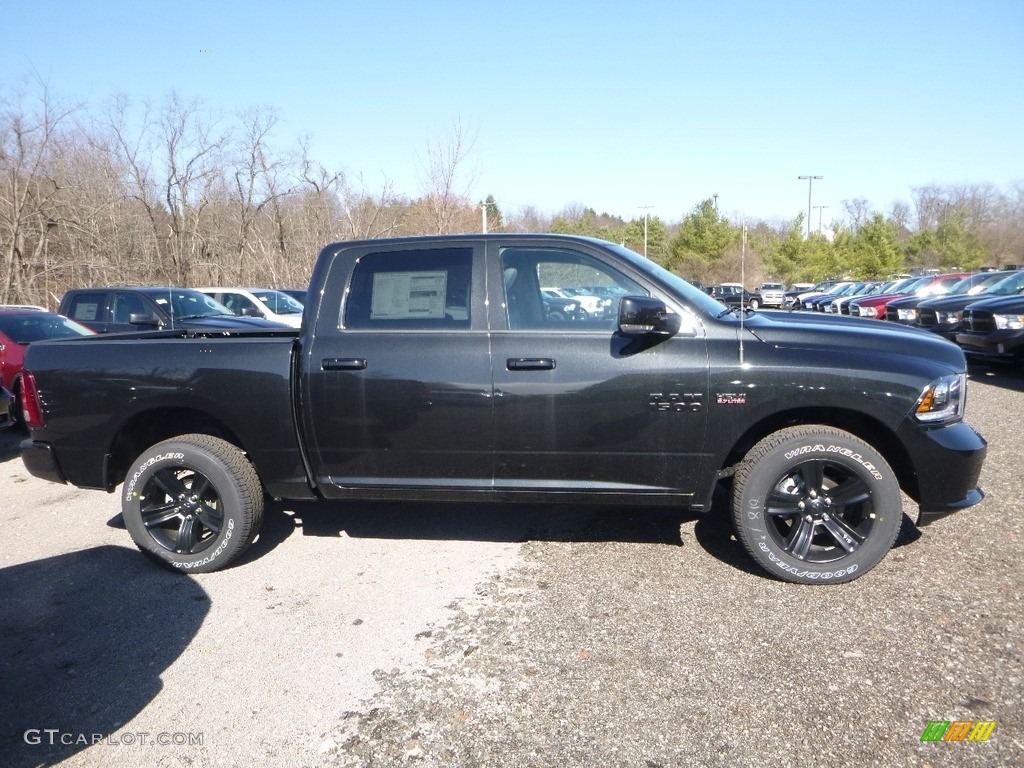 2018 1500 Sport Crew Cab 4x4 - Brilliant Black Crystal Pearl / Black photo #6