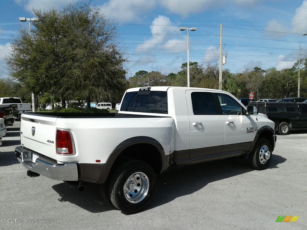 2018 3500 Laramie Mega Cab 4x4 Dual Rear Wheel - Pearl White / Canyon Brown/Light Frost Beige photo #6