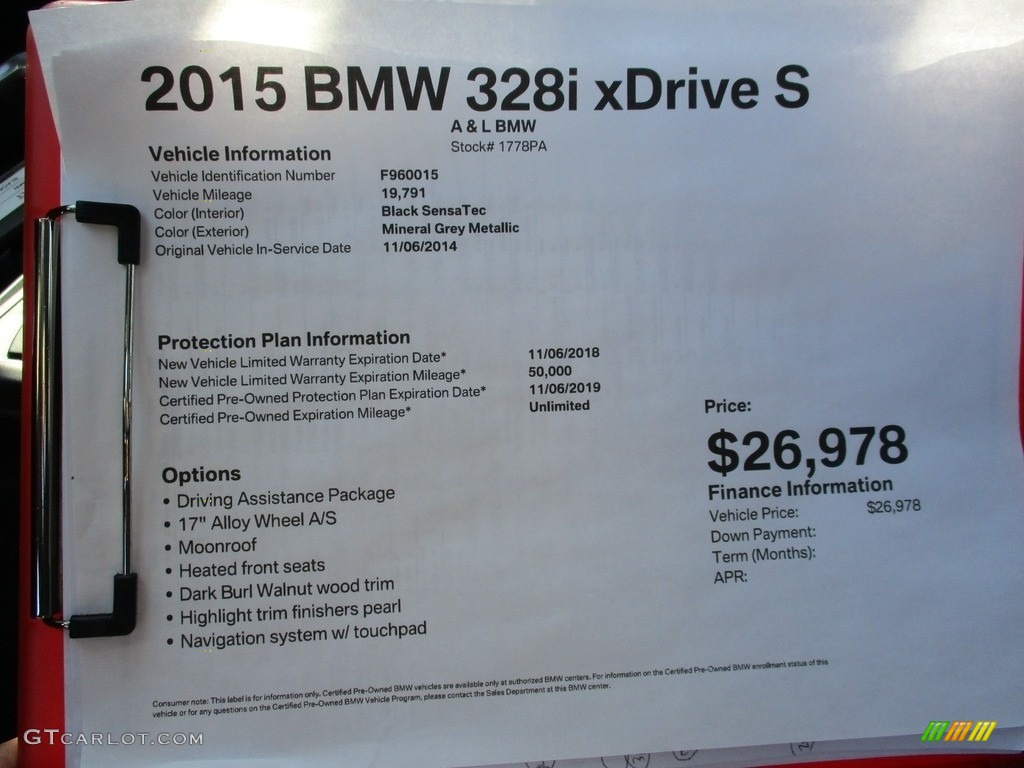 2015 3 Series 328i xDrive Sedan - Mineral Grey Metallic / Black photo #12
