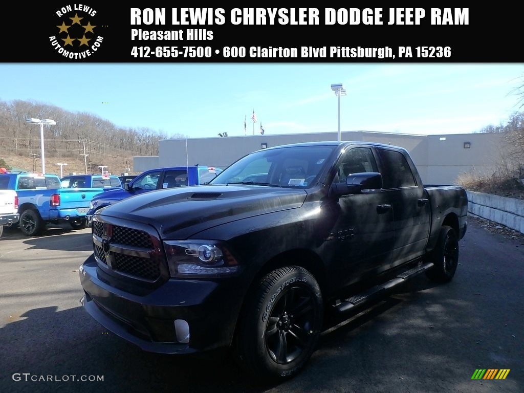 2018 1500 Sport Crew Cab 4x4 - Brilliant Black Crystal Pearl / Black photo #1