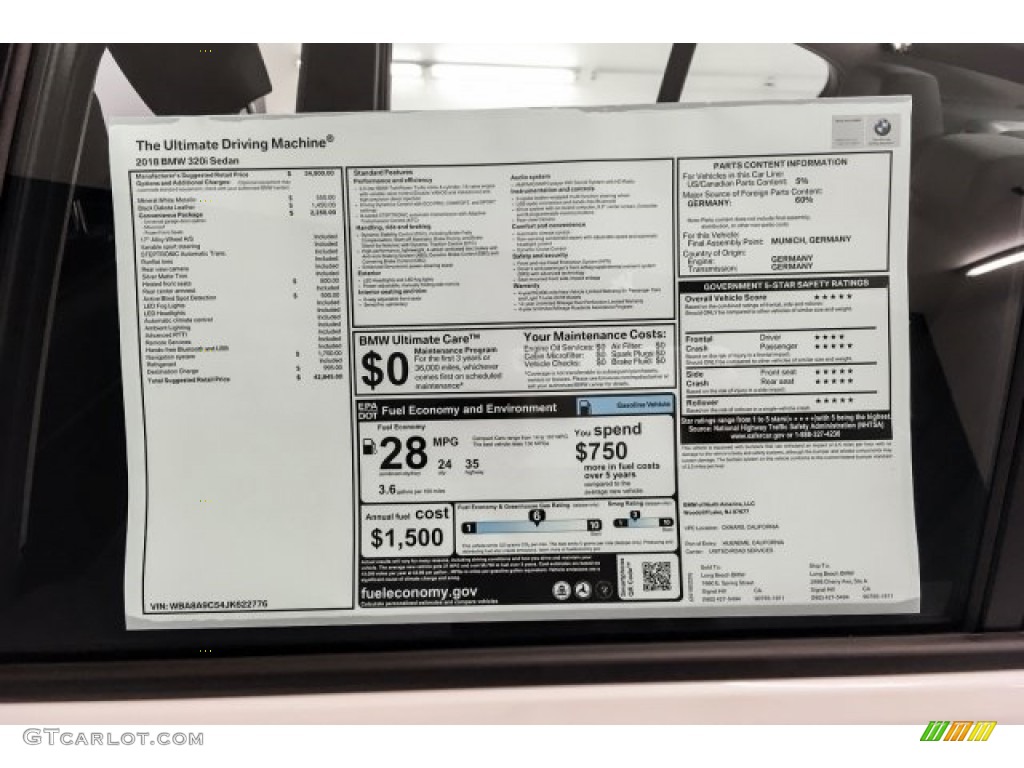 2018 3 Series 320i Sedan - Mineral White Metallic / Black photo #11