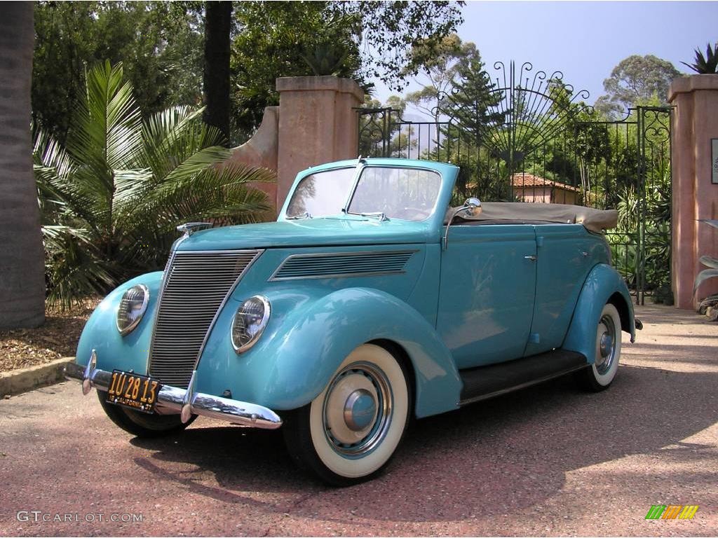 1937 V8 4 Door Convertible - Turquoise / Brown photo #1