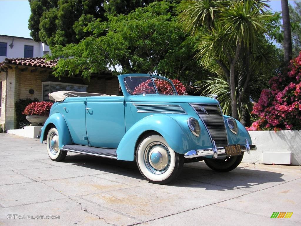 1937 V8 4 Door Convertible - Turquoise / Brown photo #26