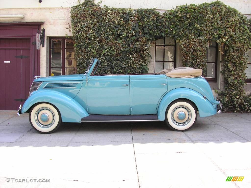 1937 V8 4 Door Convertible - Turquoise / Brown photo #27