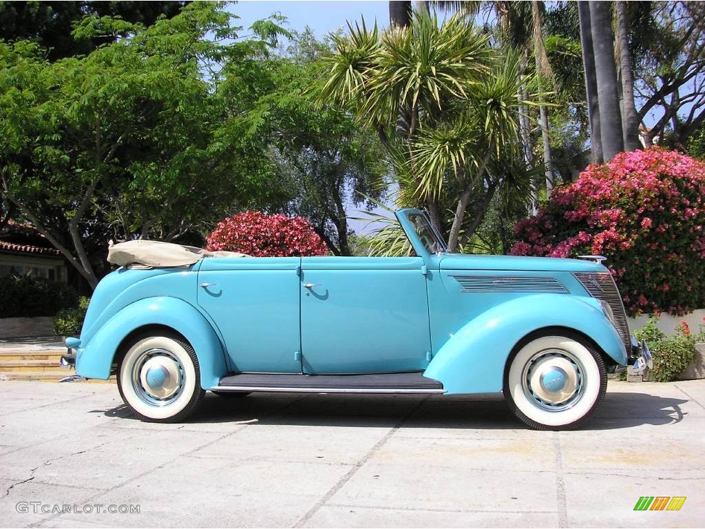 1937 V8 4 Door Convertible - Turquoise / Brown photo #35
