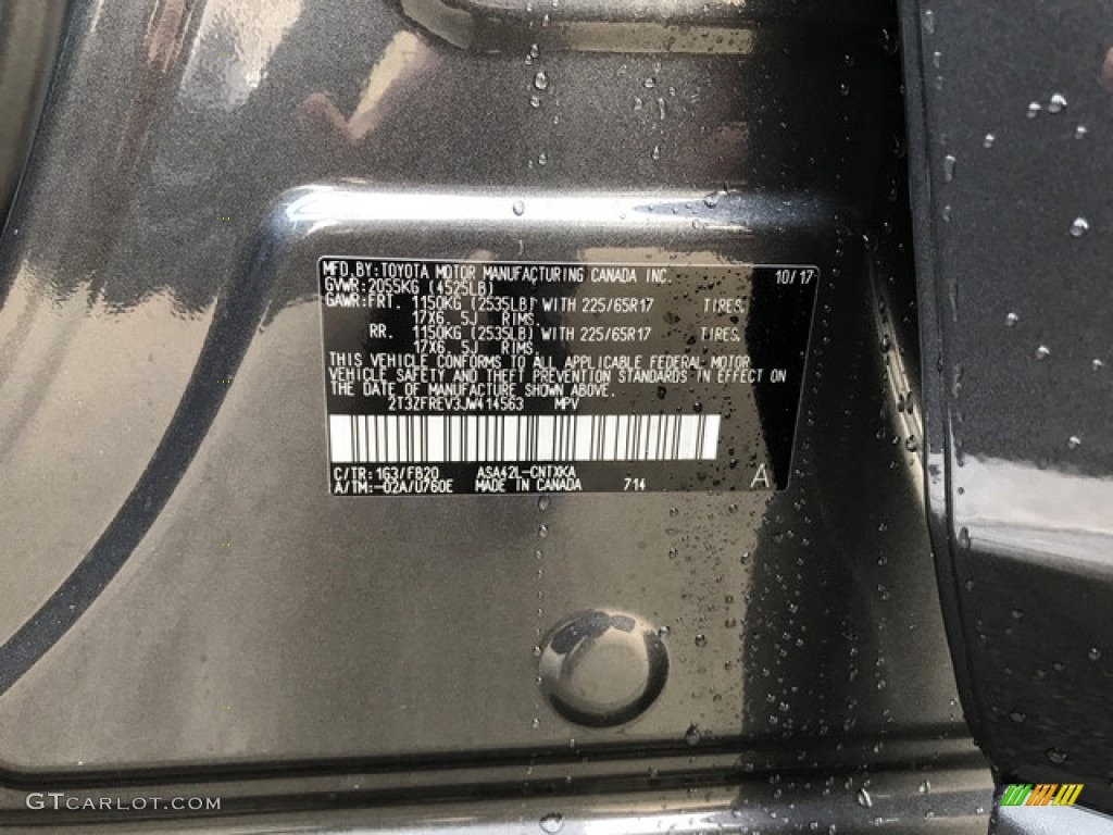 2018 RAV4 Color Code 1G3 for Magnetic Gray Metallic Photo #125725107