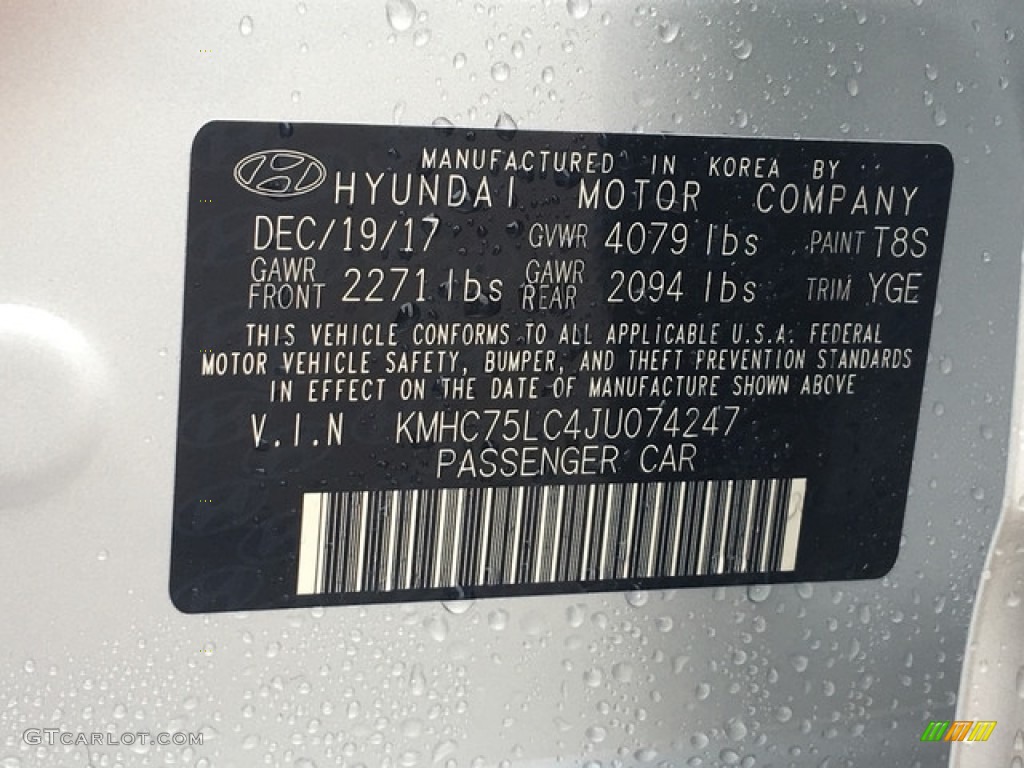 2018 Hyundai Ioniq Hybrid SEL Color Code Photos