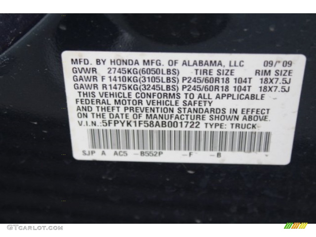 2010 Ridgeline RTL - Bali Blue Pearl / Gray photo #36