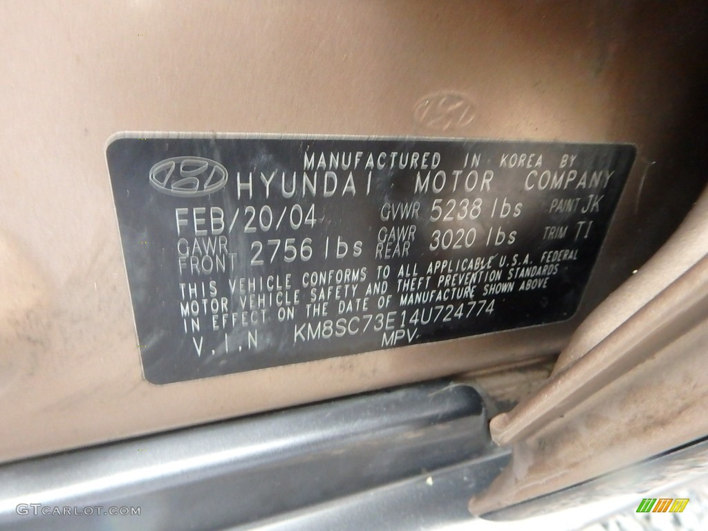 2004 Santa Fe GLS 4WD - Sandstone / Beige photo #14