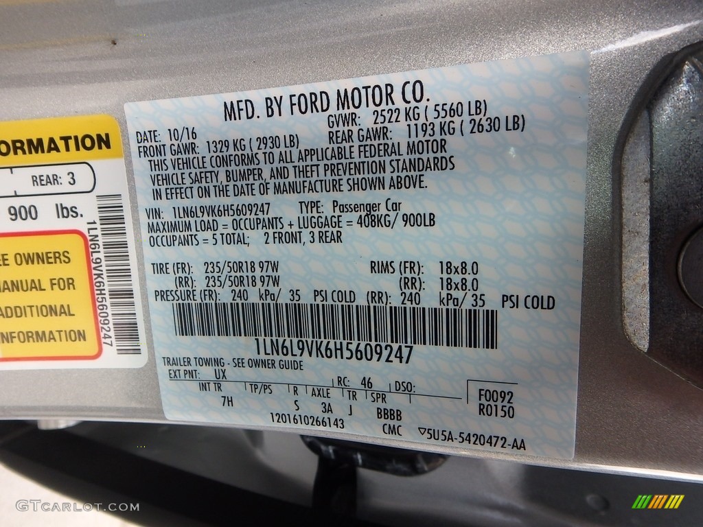 2017 Continental Color Code UX for Ingot Silver Photo #125776075