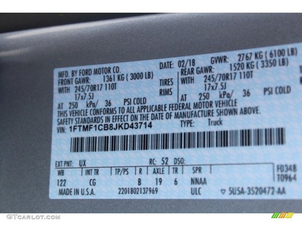 2018 F150 XL Regular Cab - Ingot Silver / Earth Gray photo #27