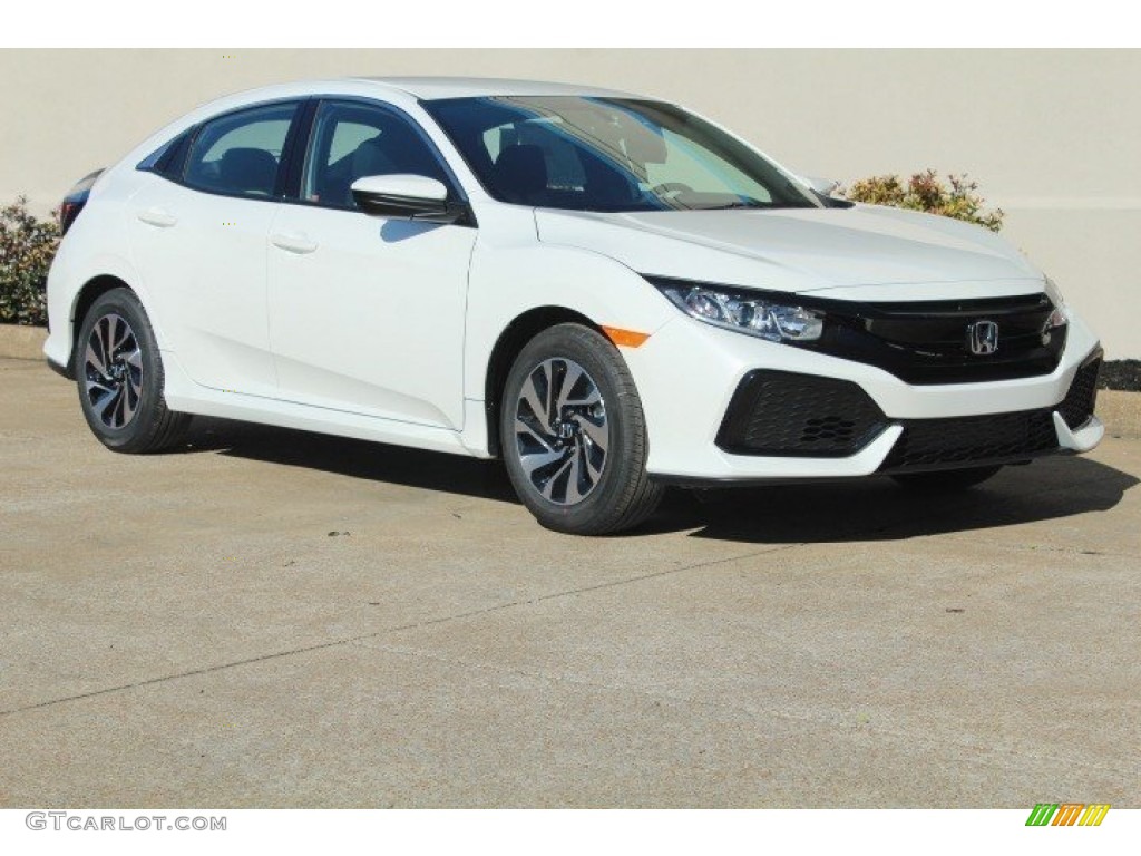2017 Civic LX Hatchback - White Orchid Pearl / Black/Ivory photo #2