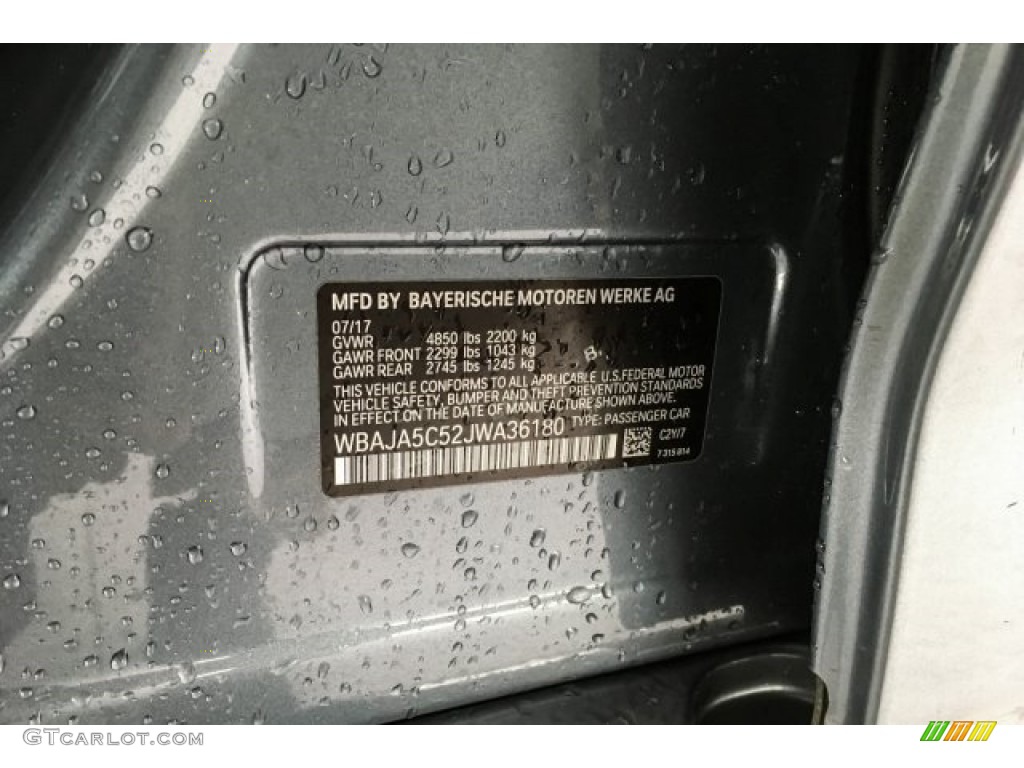 2018 5 Series 530i Sedan - Bluestone Metallic / Black photo #22