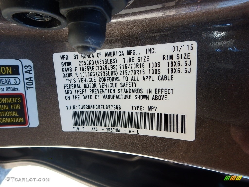 2015 CR-V LX AWD - Urban Titanium Metallic / Black photo #23