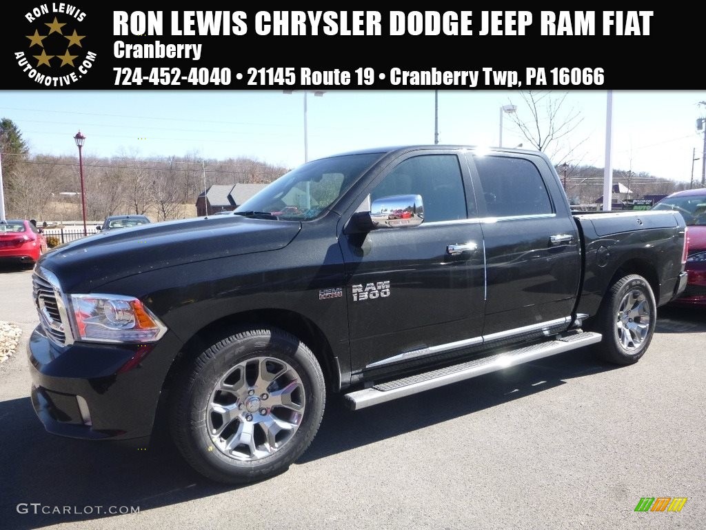 2018 1500 Laramie Longhorn Crew Cab 4x4 - Brilliant Black Crystal Pearl / Black photo #1