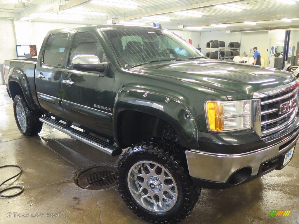 2013 Sierra 1500 SLE Crew Cab 4x4 - Mineral Green Metallic / Ebony photo #3