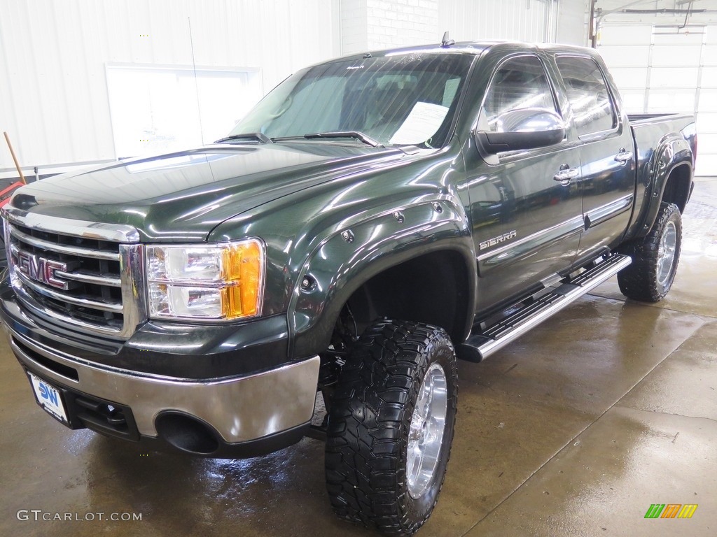 2013 Sierra 1500 SLE Crew Cab 4x4 - Mineral Green Metallic / Ebony photo #6