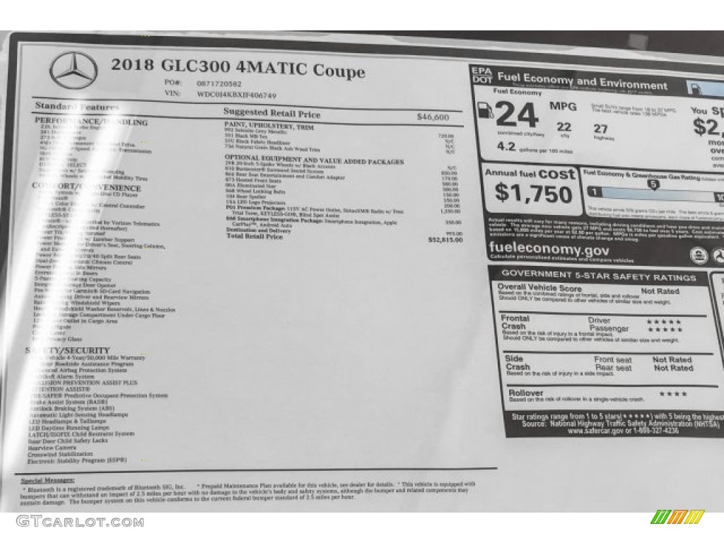 2018 GLC 300 4Matic Coupe - Selenite Grey Metallic / Black photo #10