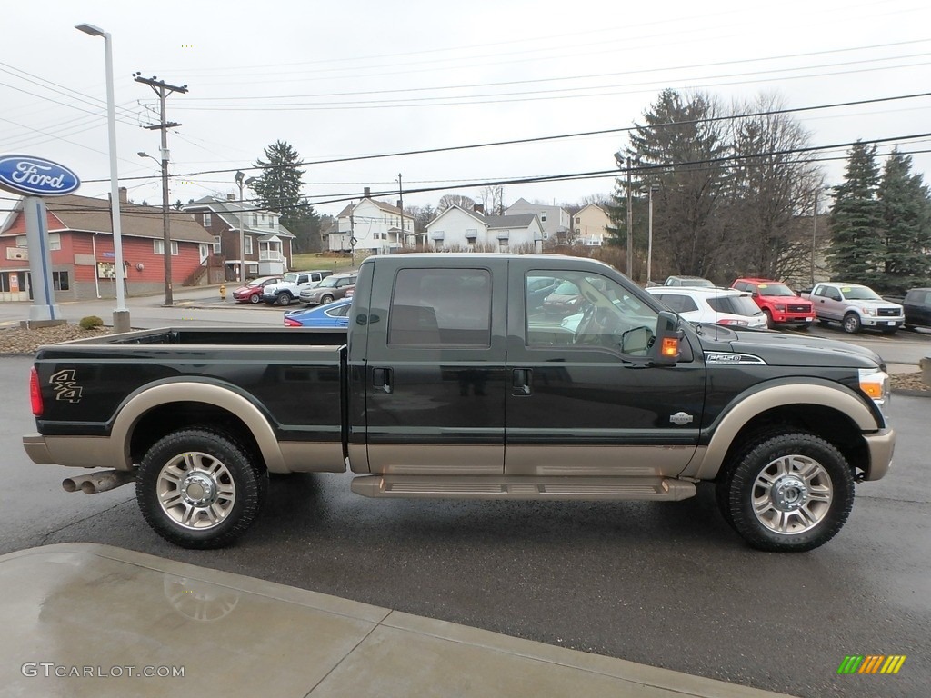 2012 F250 Super Duty King Ranch Crew Cab 4x4 - Green Gem Metallic / Adobe photo #4