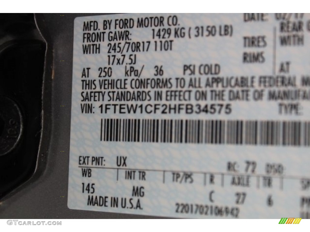 2017 F150 XLT SuperCrew - Ingot Silver / Earth Gray photo #33