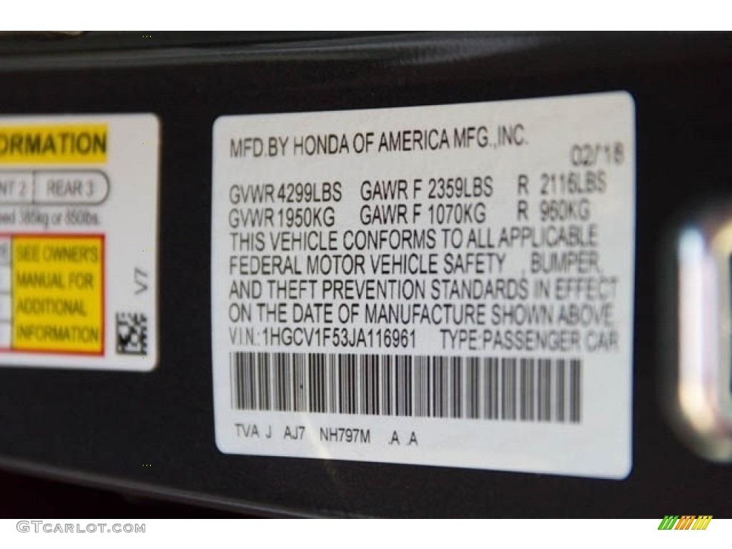 2018 Accord EX-L Sedan - Modern Steel Metallic / Black photo #41