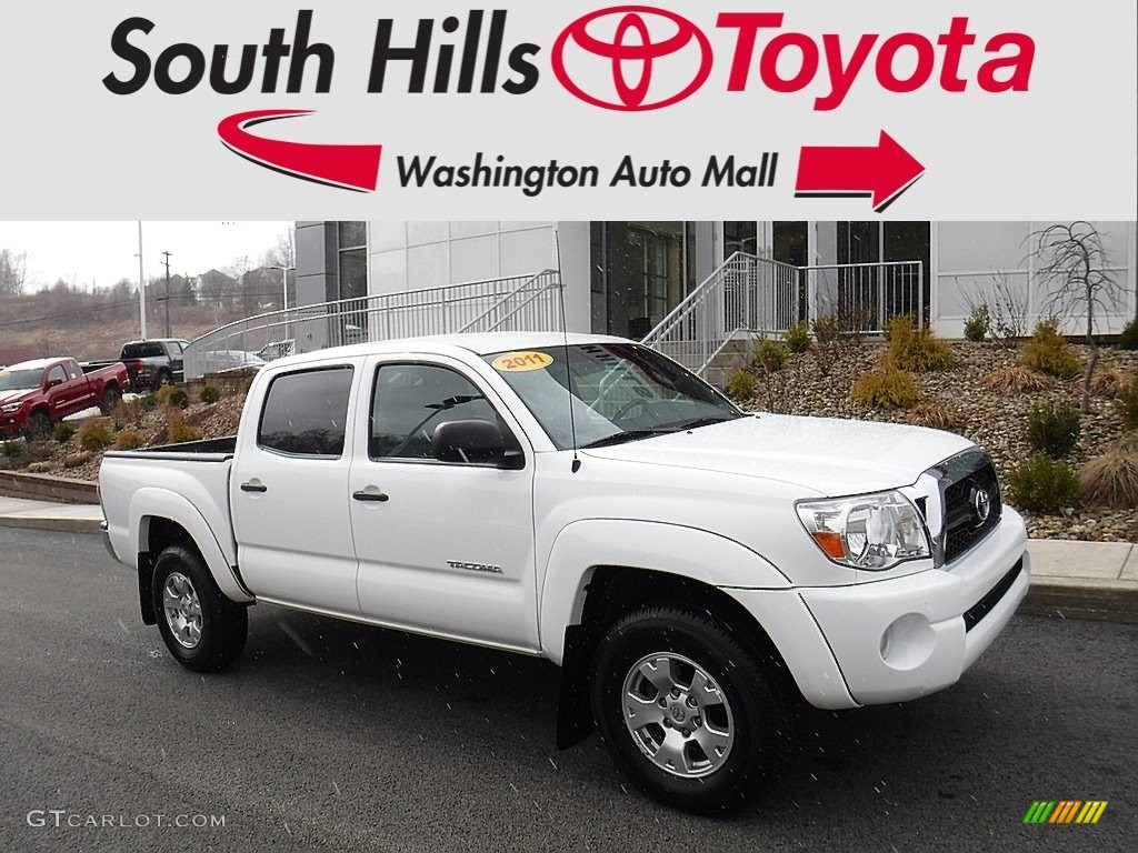 2011 Tacoma V6 SR5 Double Cab 4x4 - Super White / Graphite Gray photo #1