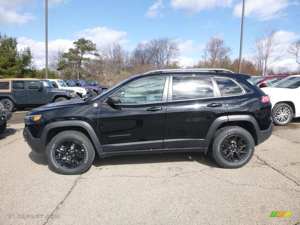 Diamond Black Crystal Pearl 2019 Jeep Cherokee Trailhawk Elite 4x4 Exterior Photo #125904371