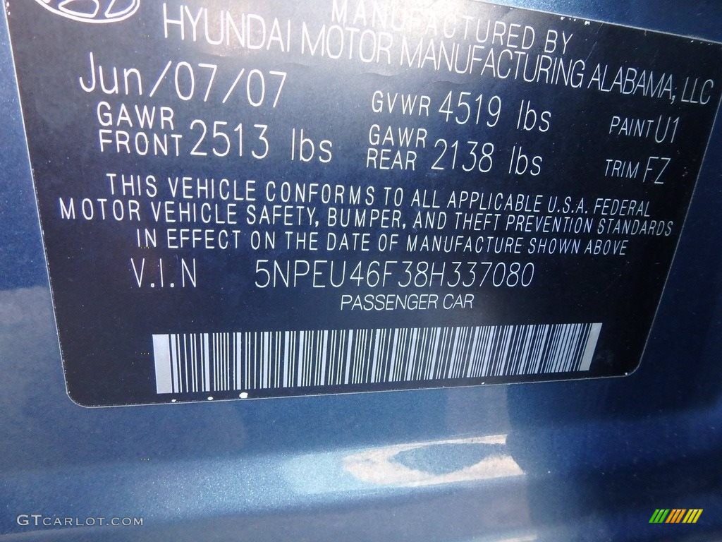 2008 Sonata SE V6 - Deepwater Blue / Gray photo #16