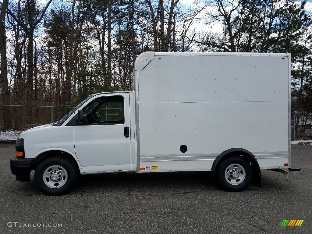 Summit White 2018 Chevrolet Express Cutaway 3500 Moving Van Exterior Photo #125948685