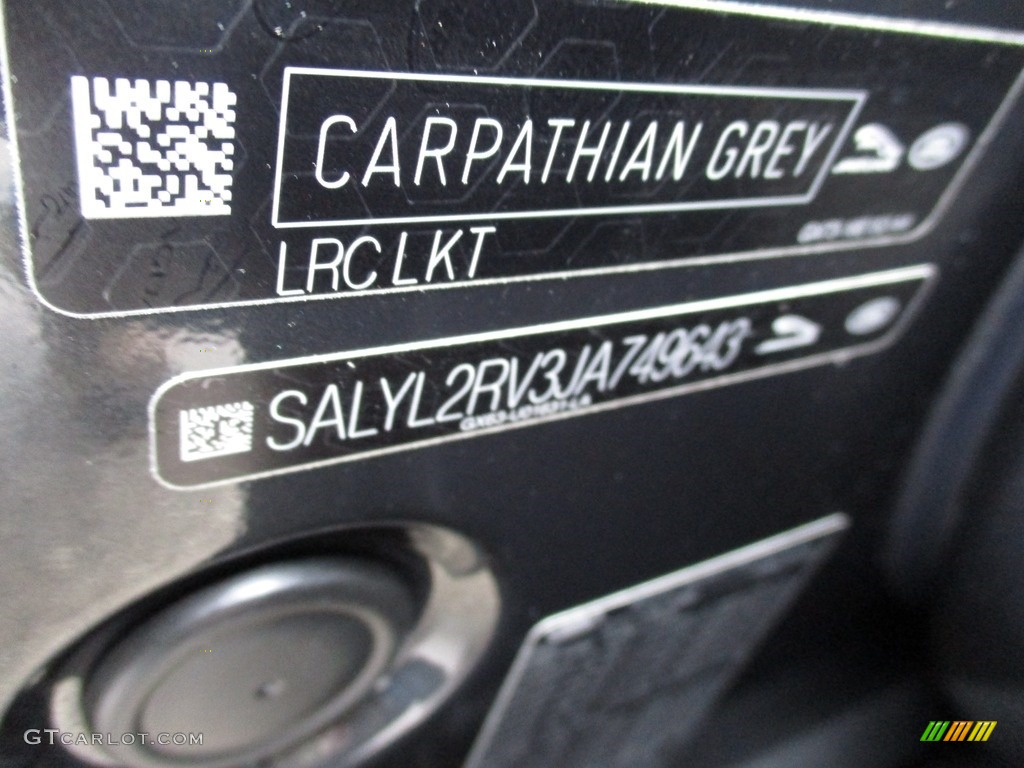 2018 Range Rover Velar Color Code LKT for Carpathian Grey Metallic Photo #125955555