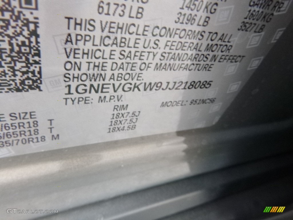 2018 Traverse LT AWD - Pepperdust Metallic / Jet Black photo #16