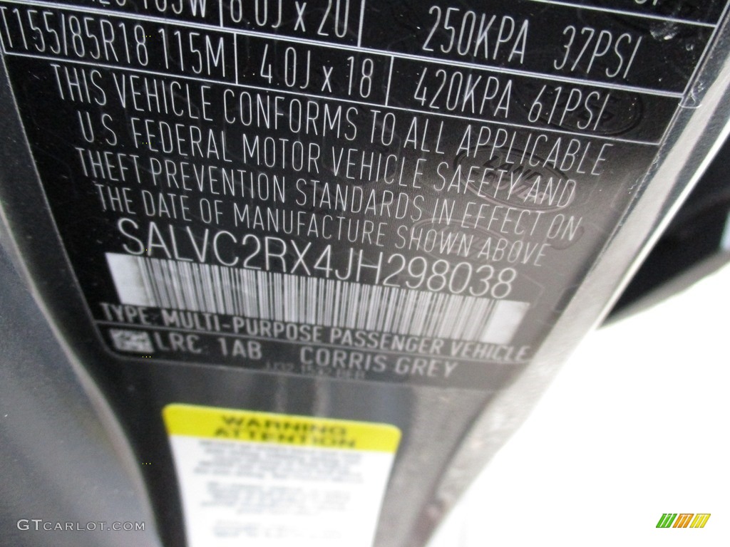 2018 Discovery Sport Color Code 1AB for Corris Grey Metallic Photo #125983920