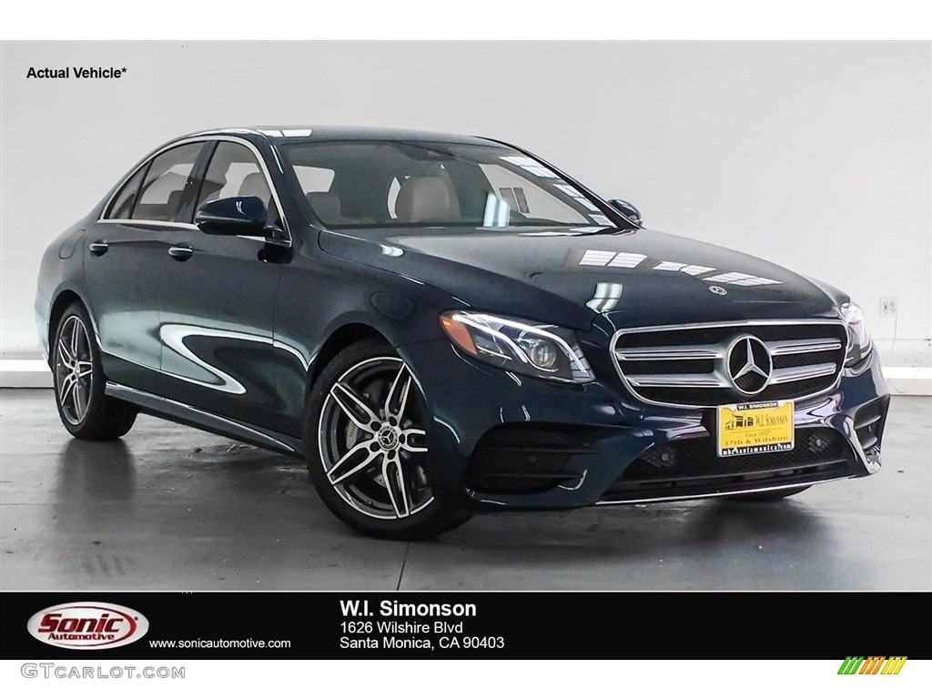 2018 E 300 Sedan - Lunar Blue Metallic / Macchiato Beige/Black photo #1