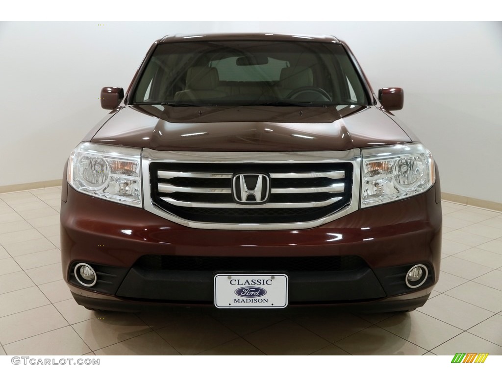 2012 Pilot EX 4WD - Dark Cherry Pearl II / Beige photo #2