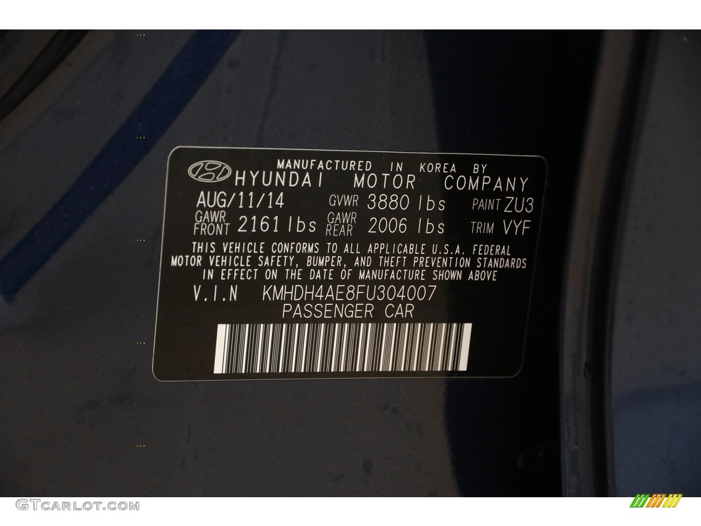 2015 Elantra SE Sedan - Windy Sea Blue / Beige photo #18