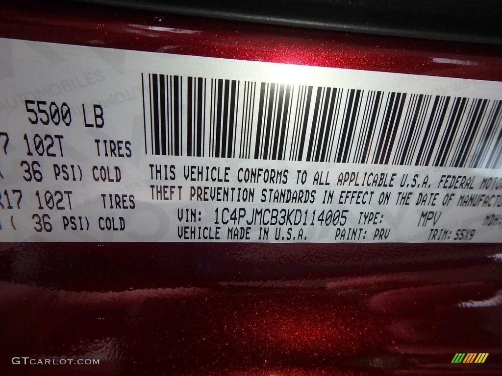 2019 Cherokee Color Code PRV for Velvet Red Pearl Photo #126021812