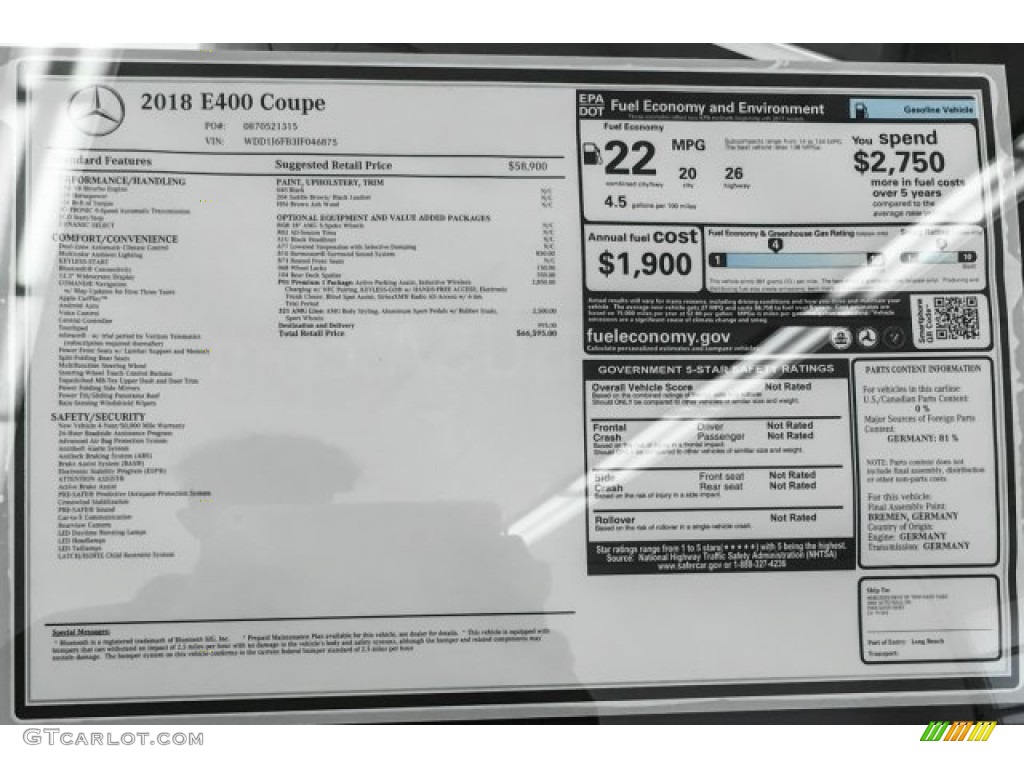 2018 E 400 Coupe - Black / Saddle Brown/Black photo #10